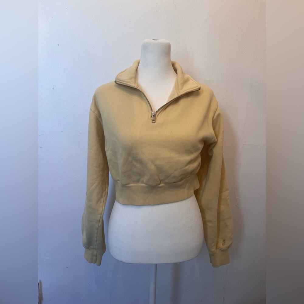 Aritzia TNA CozyFleece Half Zip Crop Sweatshirt Extra Small Yellow